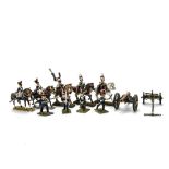 25mm Napoleonic wargaming figures consisting of loose cannons and crews (31 pcs), gun and team on