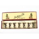 Britains set 202 West Africa Togoland Warriors, restrung in last version box with utilitarian label,