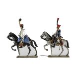 Lucotte pre WW2 version mounted French Napoleonic Hussar officer, G, and Hussar trooper, G, (2)