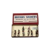 Britains set 2111 Black Watch Colour Party, restrung in ROAN box, VG in VG box, label with pencil