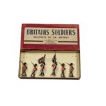 Britains set 2084 Colour Party of the Scots Guards, restrung in ROAN box, VG in F box, lid with tear