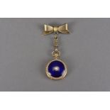 A pretty early 20th century French 18ct gold and enamel lady's fob watch, having seed pearl bezel