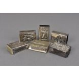 Six Victorian and later matchbox holders, in various designs (6)