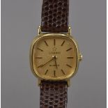 A 9ct gold cased Eterna lady's wristwatch, quartz movement, on brown leather strap