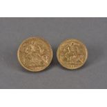 An Edward VII full sovereign and half sovereign, dated 1907 and 1909, F-VF (2)