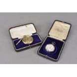 A Victorian 18ct gold lady's fob watch, together with a later silver smaller example, both with