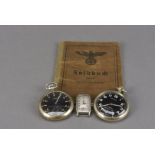 Two WWII German pocket watches, one Silvana with no. D 360798 H, the other a Helvetia and having