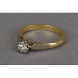 An Art Deco period diamond solitaire engagement ring, having an approx 0.25ct old cut stone in