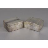 Two Art Deco silver cigarette boxes, one by Walker & Hall with stepped lid (2)