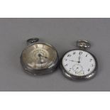 A vintage Omega silver open faced pocket watch, with decorative back cover, enamel damaged to