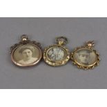 Three Victorian and later pinchbeck locket pendants, various designs, AF (3)