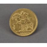A George V style gold coin, the sovereign style 1922 Perth Mint coin possibly a restrike, VF, 8g
