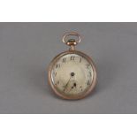 An Art Deco period 9ct gold open faced pocket watch, hallmarked to outer cover, base metal dust
