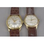 Two vintage Favre Leuba gold plated gentlemen's wristwatches, one a Sea Chief, both appear to run,