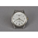 A vintage Longines Jamboree stainless steel gentleman's wristwatch, with light blue enamel dial,