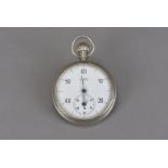 A WWII period German Torpedo stopwatch by A. Schuchmann, the oversized chromed case with top winder,