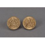 Two George V half sovereigns, dated 1913 and 1914, F-VF (2)