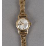 A 1960s 9ct gold Hamilton lady's wristwatch, circular case on fine mesh 9ct gold bracelet, 12g, with