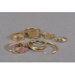 A group of 9ct gold and other rings and earrings, 11.3g (parcel)