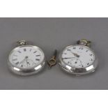 A late 19th century continental silver open faced pocket watch, together with a later similar