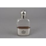A late 19th century Austrian silver and glass hipflask, stamped J.C. Klinkosch and G.A.S, having