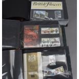 A group of three folders with Royal Mail presentation pack stamp sets, from the 1960s, 1970s and