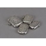 Four Victorian and later silver vesta cases, each with engraved designs, three with fob bales (4)