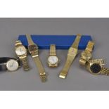 A group of eight gentlemen's wristwatches, including a Seiko quartz 5Y39-7240, a 1950s Buren,