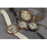 An Art Deco period 9ct gold Avia gentleman's wristwatch, together with two 9ct gold cased ladies