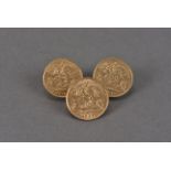 Three Edward VII half sovereigns, dated 1907, 1909 and 1910, VF (3)