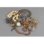 A small group of jewellery and other items, including a hardstone bead necklace, AF, a white metal