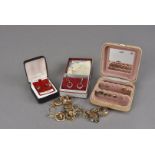 A collection of 9ct gold earrings and other jewellery, several pairs various style earrings, some