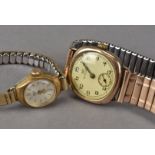An Art Deco period 9ct gold cased Thomas Russell trench style gentleman's wristwatch, on later