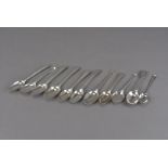 A collection of ten Georgian and later silver teaspoons, various designs, together with a