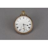 A Victorian 9ct gold open faced pocket watch, hallmarked to stem, rear and dust cover, London