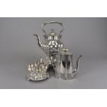 A collection of Victorian and later silver and silver plated items, including five silver dressing