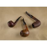 Three Danish briar estate pipes, comprising a Refbjerg hand carved second with rustic bowl, a