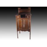 An Edwardian mahogany free standing smokers/pipe cabinet, of rectangular shape with a pair of