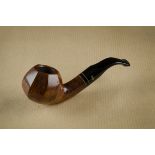 A Peter Rasmussen briar estate pipe, the straight grain with faceted apple bowl, curved shank and