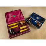 Two cased sets of briar pipes, one by Bewlay the other French in fitted velvet cases (2)