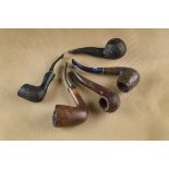 Five Savinelli briar estate pipes, comprising a Sigla rustic sitter within marked stem, Armonia