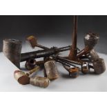 A collection of interesting Continental briar root and beech wood pipes, to include a boot