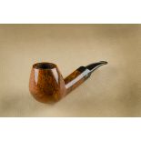 A Refbjerg briar estate pipe, the apple shaped bowl and stem, flame grain, and hand cut logo
