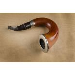 A George V Magnum calabash pipe, with silver mounted rim and collar, having hand cut stem vulcanite,