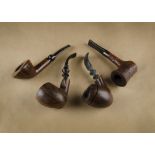 An English made Ben Wade briar pipe, the rustic briar with tapered bowl and straight shank and stem,