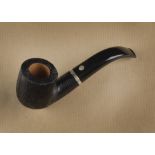 A Mastro de Paja curved unsmoked briar pipe, Fatta A Mano, Striata no.4, the black rusticated