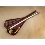 A presentation cased meerschaum pipe, of Church Warden shape, the meerschaum bowl with silver collar