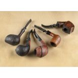 A collection of Stanwell Danish Briar pipes, including a Royal Briar Bullmoose, marked stem, another