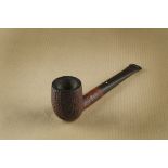 A Dunhill Tanshell briar estate pipe, sitter with sandblasted finish, the shank marked to