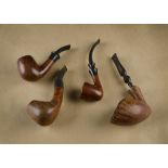 A Jern Jorgenson hand made Danish pipe, with large tapered polished bowl and rustic rim and base,